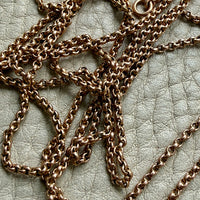 Victorian Era Antique 18k Gold Longuard Belcher Link Chain with Slider & Dog Clip - 33 inch doubled necklace length