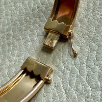 SUBLIME Midcentury Era Smooth 11.5mm Wide 18k gold Hinged Bangle - 7.25 inch interior circumference