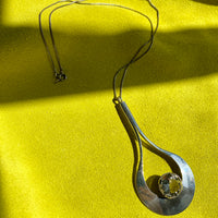 1974 Sterling Silver Droplet Pendant with Rock Crystal by Stigbert for Waldemar Johnson Atelier - 20 inch necklace