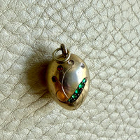 Victorian era Antique Egg Pendant in 10k Gold with Paste Stones
