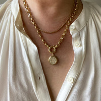 18k Gold Vintage Biker Link Watch Chain Necklace with Bolt Clasp- 19.5 inch length