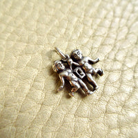 Vintage Silver Gemini Zodiac Charm or Pendant – 0.75 inch Drop