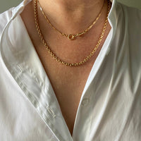 18k Gold Bar-Link Watch Chain Necklace with Dog Clip - 16.4 inch length