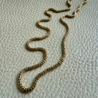 Vintage Slinky 14k Gold Basket Link in the Round - Signed Necklace - 23 inch length