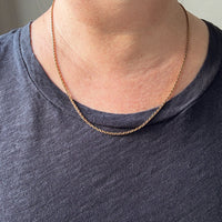 14k Gold Danish Vintage Skinny Biker Link Chain Necklace, Signed - 20 inch length