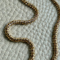 Vintage Slinky 14k Gold Basket Link in the Round - Signed Necklace - 23 inch length