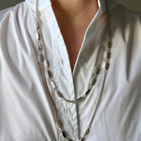Fabulous 1975 Sterling Silver EXTRA LONG Curb Chain with Bar Link Necklace - 50.5 inch length