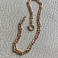 Portuguese Vintage 19.2 Karat Rose Gold Unique Oblong Curb Link Bracelet - 8 inch length