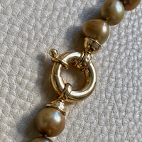 Vintage Cultured Pearl Necklace Graduated Width with 18k gold bolt clasp - 17 inch length