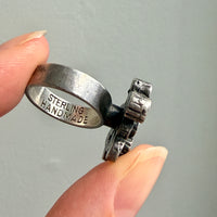 1968 Swedish Vintage Sculptural Silver Ring with Stepped Rounds - size 6