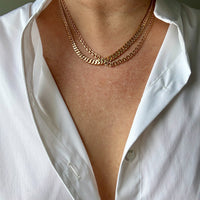 1965 Swedish 18k Gold Necklace - Graduated Double Link Chain Necklace - 17.4 inch length