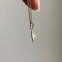 Petite 18k gold crystal pendant necklace - Vintage Swedish