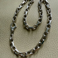 CHUNKY Vintage Sterling Silver Biker Chain Necklace - 21.3 inch length