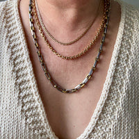 Vintage 18k gold Virola Link Necklace - Graduated width - 17.4 inch length