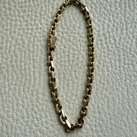Vintage Biker Link Bracelet in 14k solid gold - Signed EEJ - 7.6 inch length
