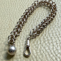 Danish Vintage Sterling Silver Open Foxtail Link Bracelet with Dog Clip - 9 inch adjustable length