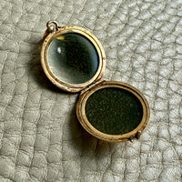 Vintage Hand Engraved Circular Locket Pendant in 18k Gold