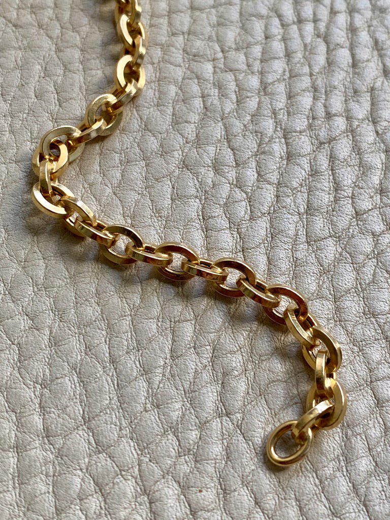 Vintage Italian UnoAErre Biker Link Chain Bracelet in 18k Gold - 7 inch length