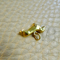 Vintage Swedish 18k Gold Dachshund Dog Charm - 0.4 inch drop