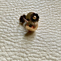 So GOOD!! - 18k gold vintage faceted dome earrings with flower form post caps