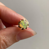 Vintage Opal Earrings in Ruffled 14k gold Setting - 9mm diameter