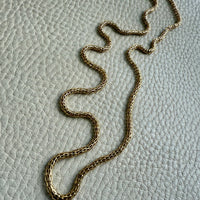 Vintage Slinky 14k Gold Basket Link in the Round - Signed Necklace - 23 inch length