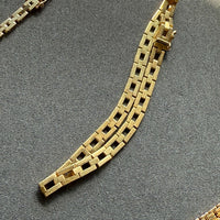 Slinky 18k Gold Vintage Midcentury Brick Link Bracelet - 7.3 inch length