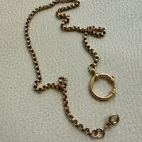 1891 Antique 18k Gold Watch Chain Necklace with Large Bolt Clasp - 18 inch length
