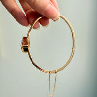 1944 Modernist Rock Crystal and 18k Gold Hinged Bangle by STIGBERT - 7.1 inch interior circumference