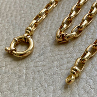 18k Gold Vintage Biker Link Watch Chain Necklace with Bolt Clasp- 19.5 inch length