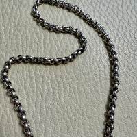 Lariat Style Antique Silver Rolo Link Necklace- 22.25 inch length