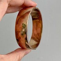 Antique floral engraved wide hinged 9k bangle - Birmingham, England