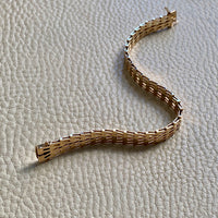 Vintage Scandinavian V Link Bracelet in 14k Gold Signed SV Glymerrs - 7.4 inch length