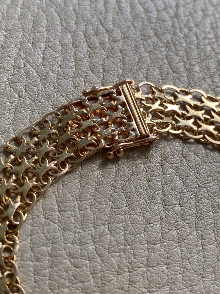 1968 Triple row star link bracelet in 18k gold - 7.25 inch length