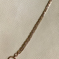 Antique Watch Chain with tiny leaf pattern - 14k gold with 10k rose gold detail