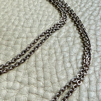 Antique Silver Cable Link Double Strand Necklace - 30 inch doubled length - adjustable