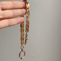 Antique Watch Chain with tiny leaf pattern - 14k gold with 10k rose gold detail