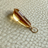 Midcentury Era 18k gold Large Droplet Faceted Citrine Pendant - 1.5 inch length