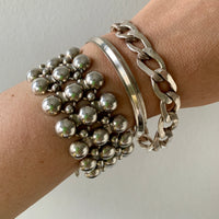 Handmade Chunky Pressed Curb Chain Bracelet in Solid Silver - Vintage Polish - 8.5 inch
