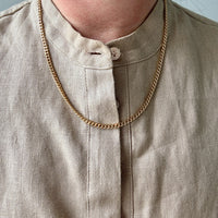 18k Gold Chubby Round Curb Link Chain Necklace - Swedish Vintage - 20 inch length
