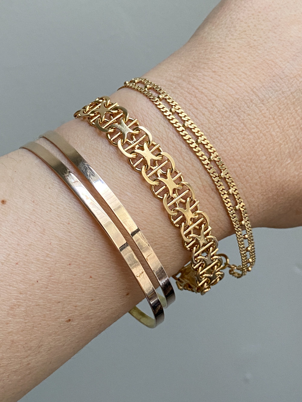 1963 Star link variation 18k gold bracelet - Vintage Swedish - 7.5 inch length