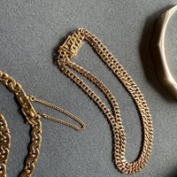 Midcentury era 18k gold Curb Link - Double strand bracelet - 7.6 inch length