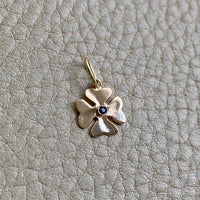 18k gold four-leaf clover with sapphire - pendant or charm