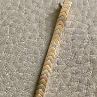 SLEEK! 18k gold tri-color vintage chevron pattern bracelet - 7 inch length