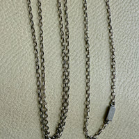 1880 Antique Silver Link Longuard Chain Necklace with Coin Pendant - 61.75 inch length