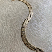 14k gold Danish brick link bracelet - textured and reversible - 7.75 inch length