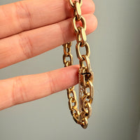 Wow! 1941 Swedish Vintage CHONK Biker Link Bracelet in 18k Gold- 7.3 inch interior circumference