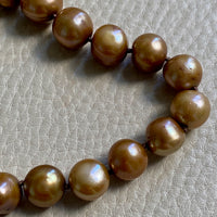 Vintage Cultured Pearl Necklace Graduated Width with 18k gold bolt clasp - 17 inch length