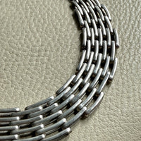 Vintage Taxco Sterling Silver Handmade Link Collar Necklace Mexican Vintage- 16.6 inch length