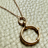 18k Gold antique bolt ring jewelry clasp on a chain